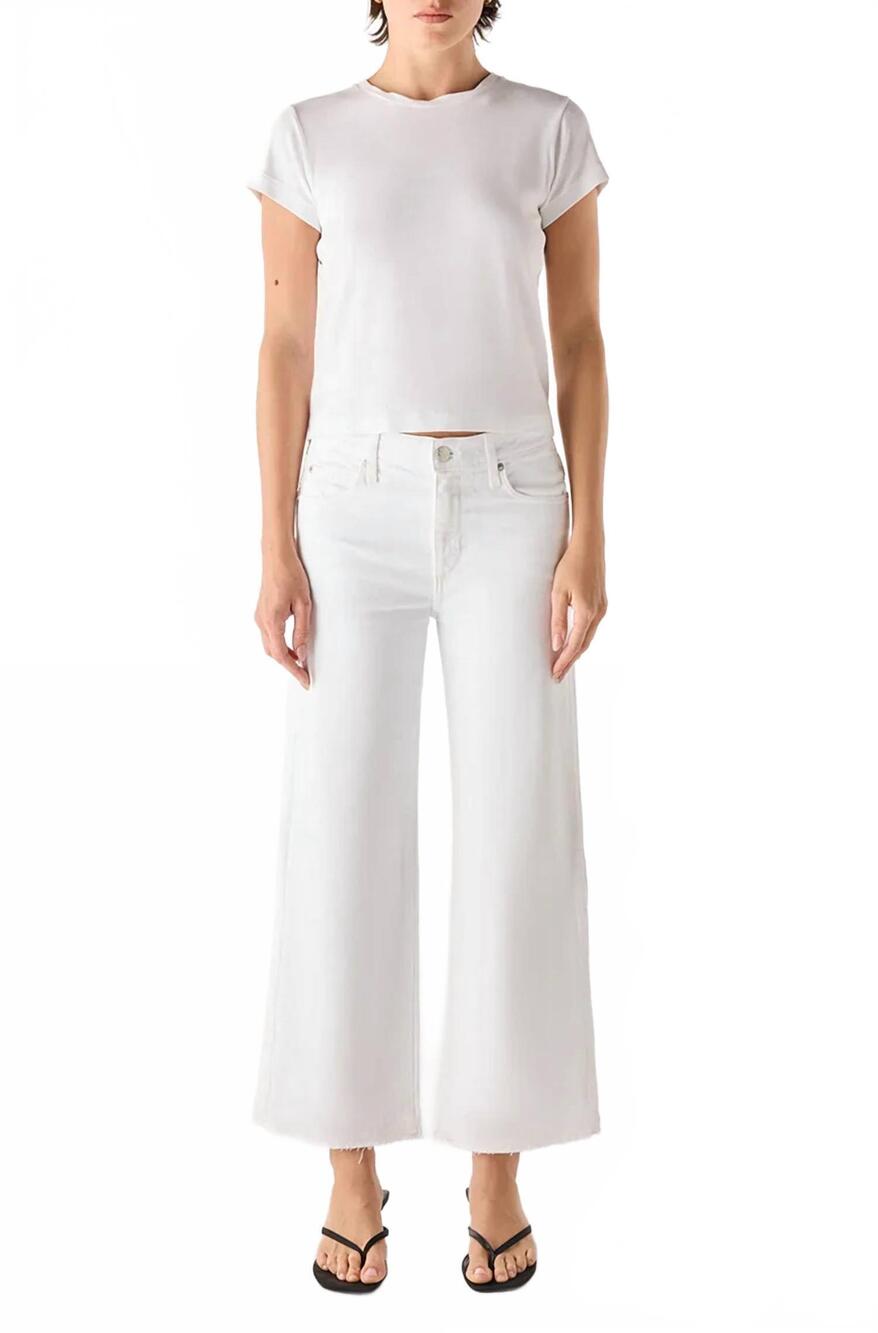 NEW AMO DENIM robbie mid rise flare pants in white
